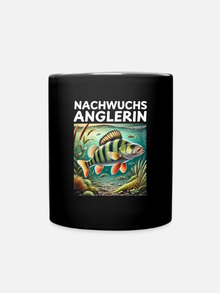 Nachwuchs Anglerin Barsch Angler Motiv - Tasse einfarbig - Schwarz