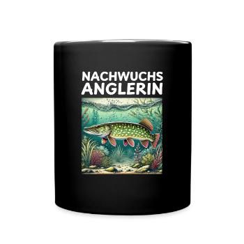 Jeune pêcheur - Motif brochet - Mug uni - noir - Devant