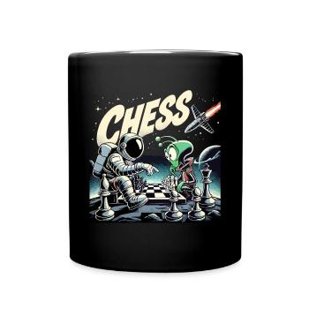Astronaut Alien Schach Rakete Universum Geschenk - Tasse einfarbig - Schwarz - Vorne