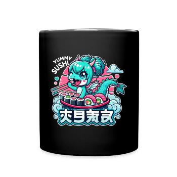 Cadeau Dragon Maki Sushi Kawaii - Mug uni - noir - Devant