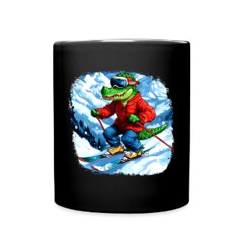 Crocodile Skier - Full Colour Mug - black - Front