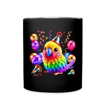Colorful Party Parrot - Full Colour Mug - black - Front