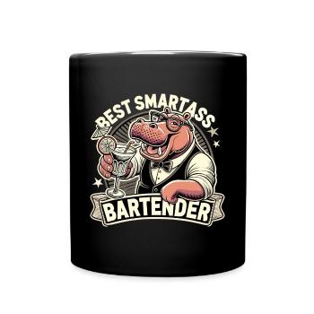 Barkeeper Barmann Nilpferd Flusspferd Geschenk - Tasse einfarbig - Schwarz - Vorne