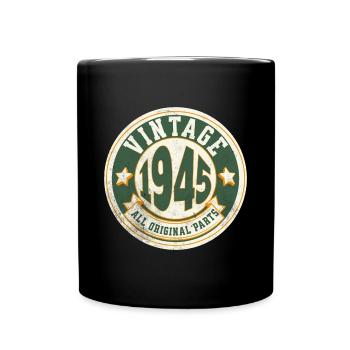 Vintage Design Jahr 1945 - Tasse einfarbig - Schwarz - Vorne