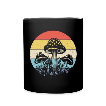 Vintage Retro Pilze 80er 90er Jahre Pilzliebhaber - Tasse einfarbig - Schwarz - Vorne