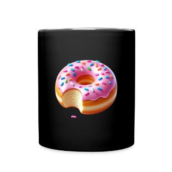 Zuckersüßer Pinkdonut mit Streuseln - Tasse einfarbig - Schwarz - Vorne