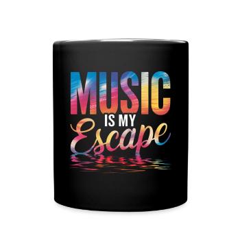 Music is My Escape Colorful - Full Colour Mug - black - Front