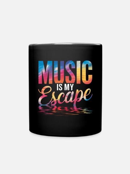 Musik ist meine Flucht Bunt - Tasse einfarbig - Schwarz