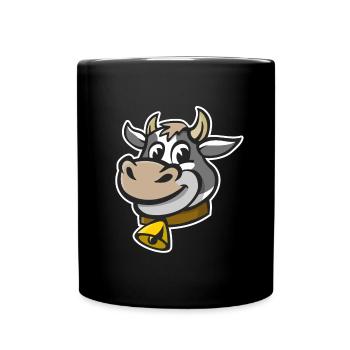 Fröhliche Illustration eines Kuhkopfes. - Tasse einfarbig - Schwarz - Vorne