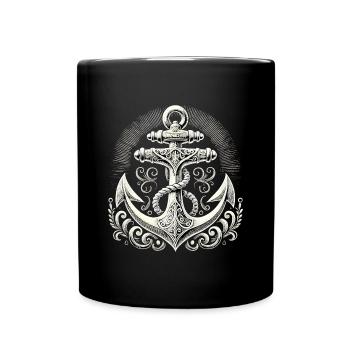 Anker Schiffsanker Anker cool maritim Geschenk - Tasse einfarbig - Schwarz - Vorne