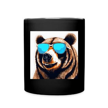 Bear with Sunglasses Pop Art - Full Colour Mug - black - Front