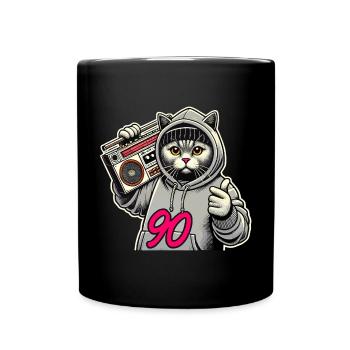 90 Ghetto Blaster British Shorthair Cat Gift - Full Colour Mug - black - Front