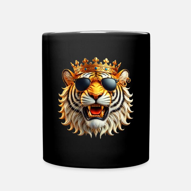 Königstiger mit Krone - Tasse einfarbig - Schwarz