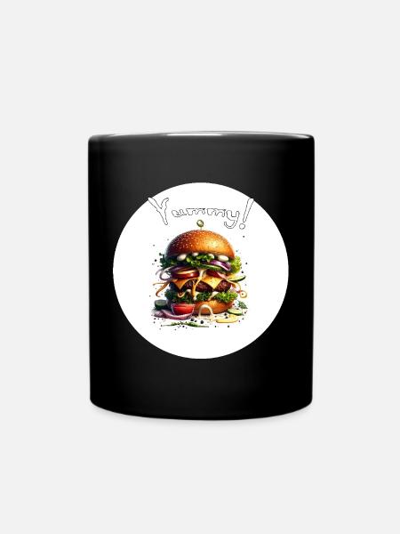 Yummy Burger Art - Full Colour Mug - black