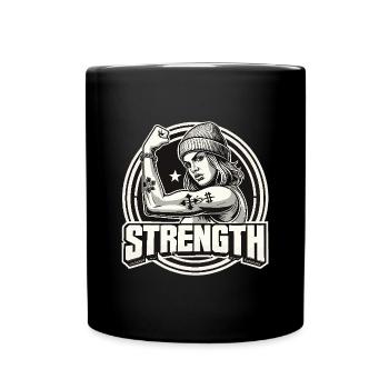 Strength Strong Woman Stretches Arm to Cap Gift - Full Colour Mug - black - Front