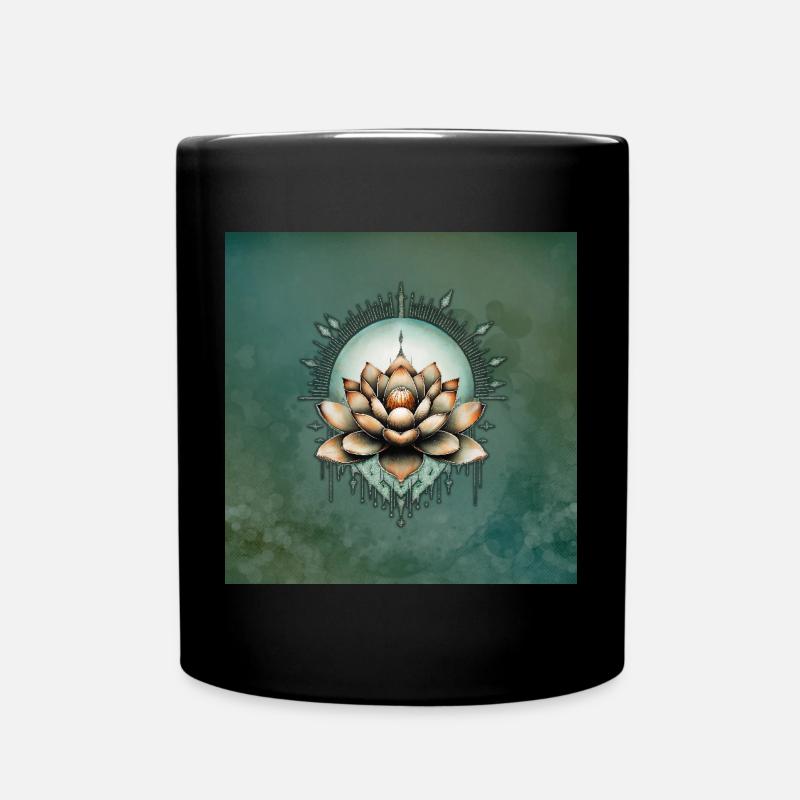 Meditative elegance. Exquisite lotus flower - Full Colour Mug - black