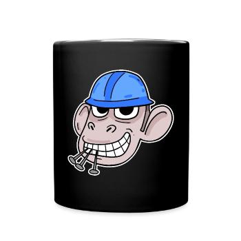 Monkey Construction Site Construction Worker - Full Colour Mug - black - Front