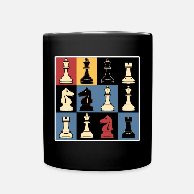 Schachfiguren Grafik - Tasse einfarbig - Schwarz