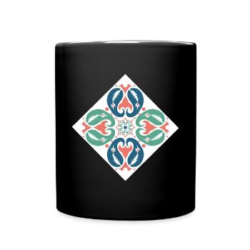orientalisches Muster Marokko rot grün blau - Tasse einfarbig - Schwarz - Vorne