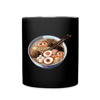 Ramen bowl with egg shrimp - Full Colour Mug - black - Front