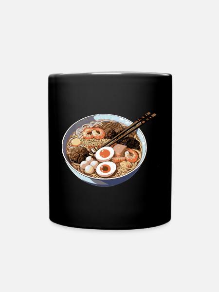 Ramen-Schüssel mit Ei Garnelen - Tasse einfarbig - Schwarz