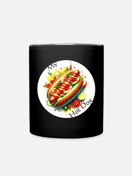 Farbexplosion Hotdog Kunst - Tasse einfarbig - Schwarz