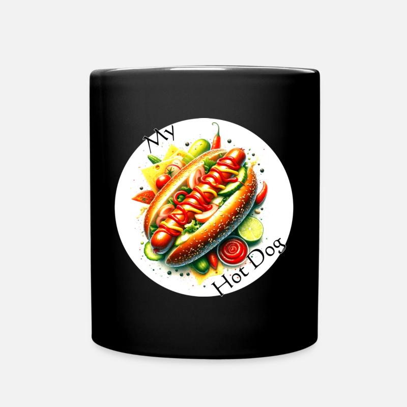Farbexplosion Hotdog Kunst - Tasse einfarbig - Schwarz