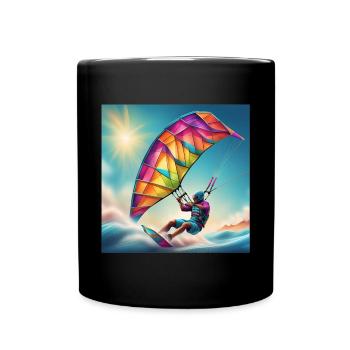 kitesurf, kite, fan de glisse - Mug uni - noir - Devant