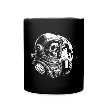 Skull mit Kaffeebecher Kaffee - Tasse einfarbig - Schwarz - Vorne
