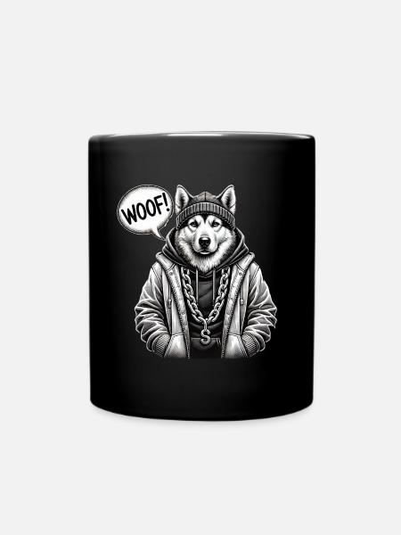 Sweat à capuche Wolfhound Streetwear - Mug uni - noir