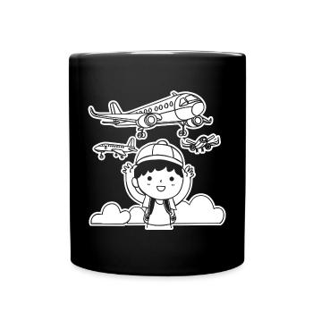 Lustige Flugzeuge - Tasse einfarbig - Schwarz - Vorne