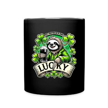 St. Patrick's Day Leprechaun Sloth Happy - Full Colour Mug - black - Front
