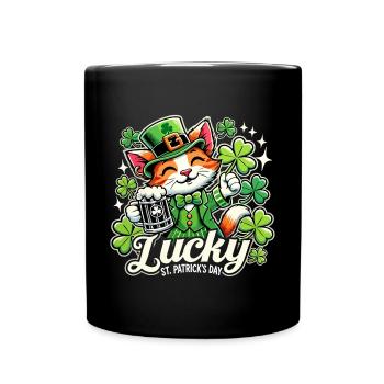 Saint-Patrick Leprechaun Cat Happy - Mug uni - noir - Devant