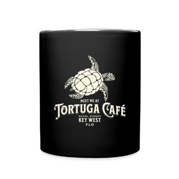 Tortuga Coffee Illustration Vintage Key West Style - Full Colour Mug - black - Front