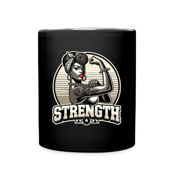 Stärke starke Frau Afroamerikanerin retro Geschenk - Tasse einfarbig - Schwarz - Vorne