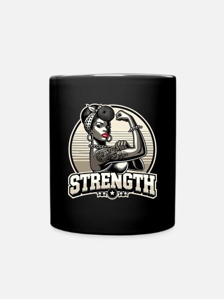 Stärke starke Frau Afroamerikanerin retro Geschenk - Tasse einfarbig - Schwarz