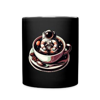 Schwarzer Kaffee Astronaut Tasse Galaxie Geschenk - Tasse einfarbig - Schwarz - Vorne