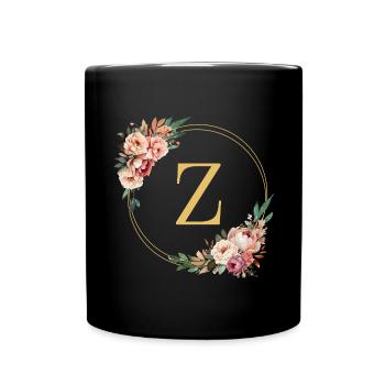 Z Monogram, Couronne de fleurs, Personnalisable - Mug uni - noir - Devant