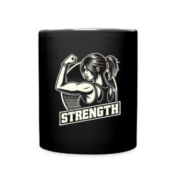 Force femme forte étire le bras sur le cadeau de pouvoir - Mug uni - noir - Devant