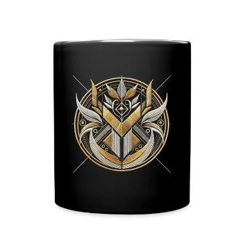 Geometric Tribal Emblem Design - Full Colour Mug - black - Front