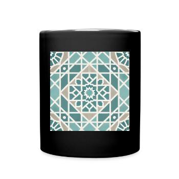 Geometrisches Mandala Muster - Tasse einfarbig - Schwarz - Vorne