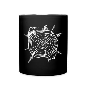 Nature-Inspired Tree Ring Bicycle Scene - Full Colour Mug - black - Front
