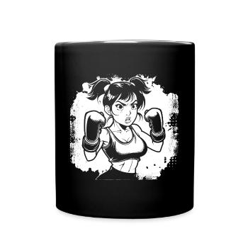 Weiblicher Boxer - Tasse einfarbig - Schwarz - Vorne