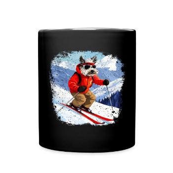 Chien de ski - Mug uni - noir - Devant