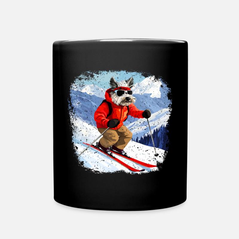 Ski Hund - Tasse einfarbig - Schwarz