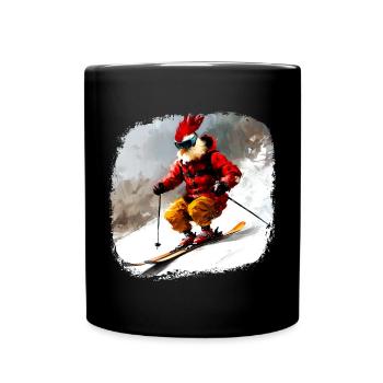 Poulets Ski / Poulet Skieur - Mug uni - noir - Devant