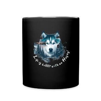 Schlittenhund - Tasse einfarbig - Schwarz - Vorne
