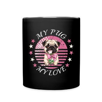 Mops Hund - Tasse einfarbig - Schwarz - Vorne