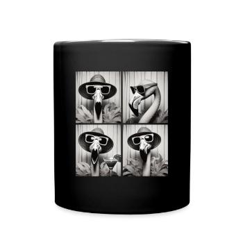 Photo Booth Flamingo – Vintage Fun en quatre poses - Mug uni - noir - Devant