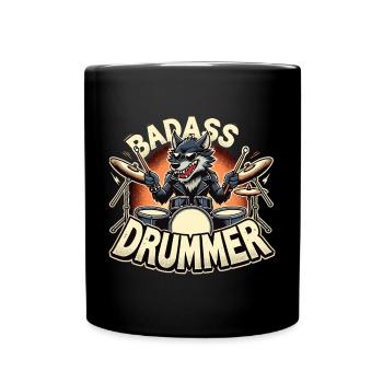 Tough Drummer Wolf Cool Gift - Full Colour Mug - black - Front